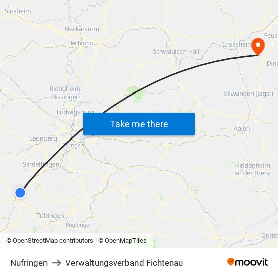 Nufringen to Verwaltungsverband Fichtenau map