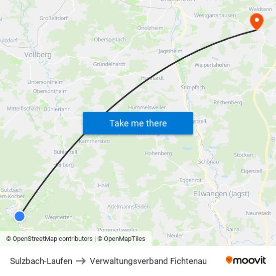 Sulzbach-Laufen to Verwaltungsverband Fichtenau map