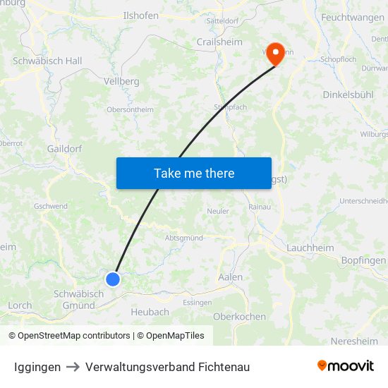 Iggingen to Verwaltungsverband Fichtenau map