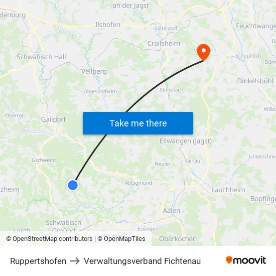 Ruppertshofen to Verwaltungsverband Fichtenau map