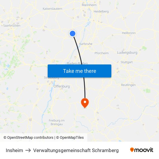 Insheim to Verwaltungsgemeinschaft Schramberg map