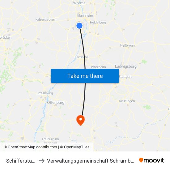 Schifferstadt to Verwaltungsgemeinschaft Schramberg map