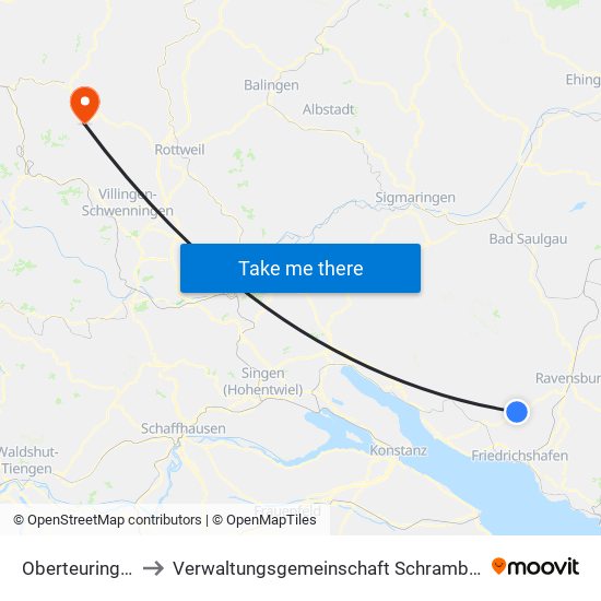Oberteuringen to Verwaltungsgemeinschaft Schramberg map