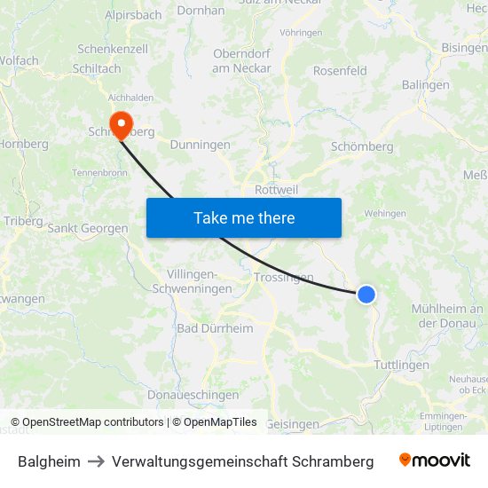 Balgheim to Verwaltungsgemeinschaft Schramberg map