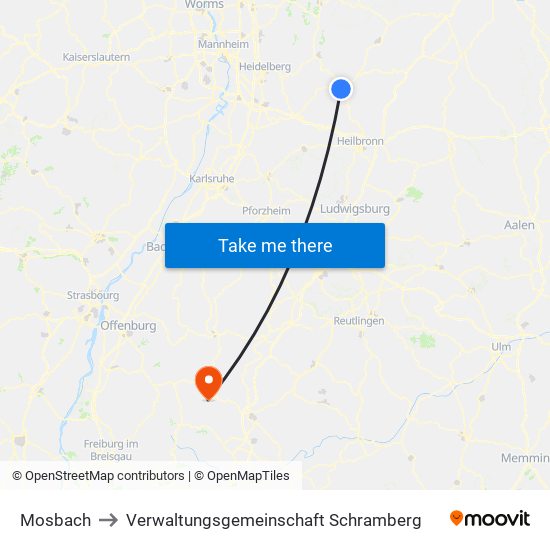 Mosbach to Verwaltungsgemeinschaft Schramberg map