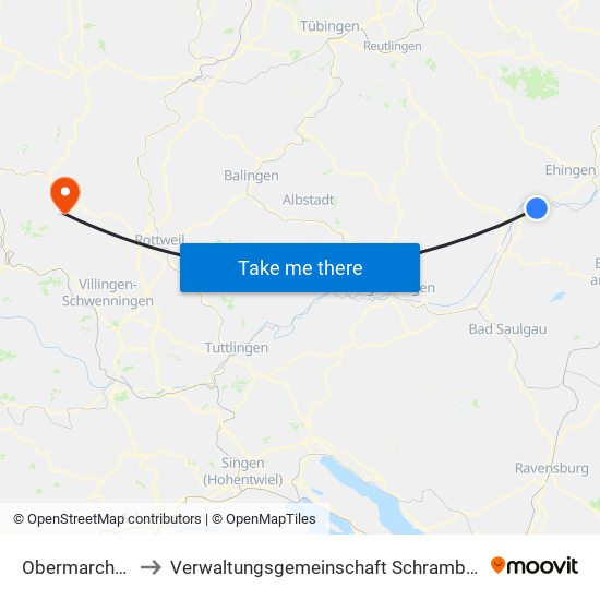 Obermarchtal to Verwaltungsgemeinschaft Schramberg map