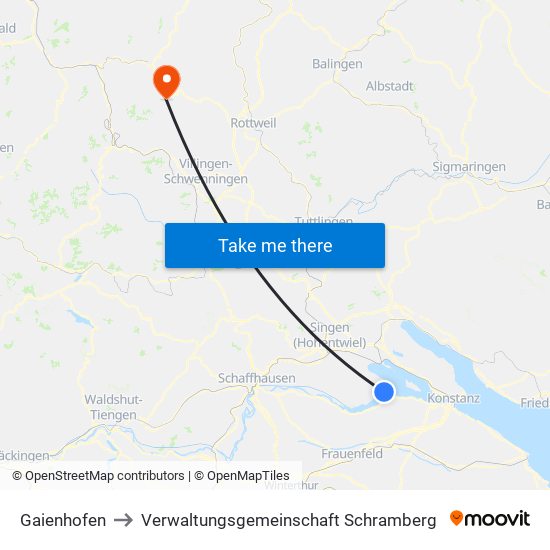Gaienhofen to Verwaltungsgemeinschaft Schramberg map