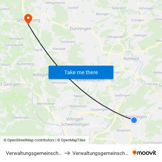 Verwaltungsgemeinschaft Trossingen to Verwaltungsgemeinschaft Schramberg map