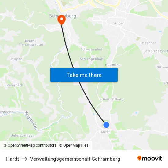 Hardt to Verwaltungsgemeinschaft Schramberg map