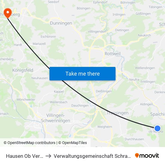 Hausen Ob Verena to Verwaltungsgemeinschaft Schramberg map