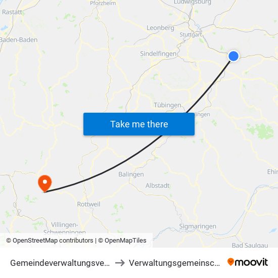 Gemeindeverwaltungsverband Plochingen to Verwaltungsgemeinschaft Schramberg map