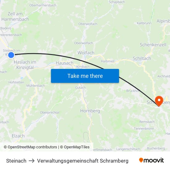 Steinach to Verwaltungsgemeinschaft Schramberg map