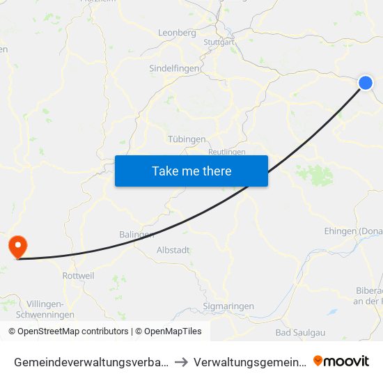 Gemeindeverwaltungsverband Mittleres Fils-Lautertal to Verwaltungsgemeinschaft Schramberg map