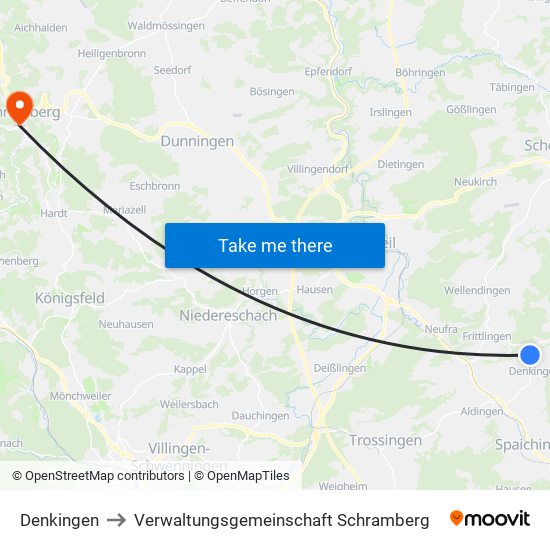 Denkingen to Verwaltungsgemeinschaft Schramberg map