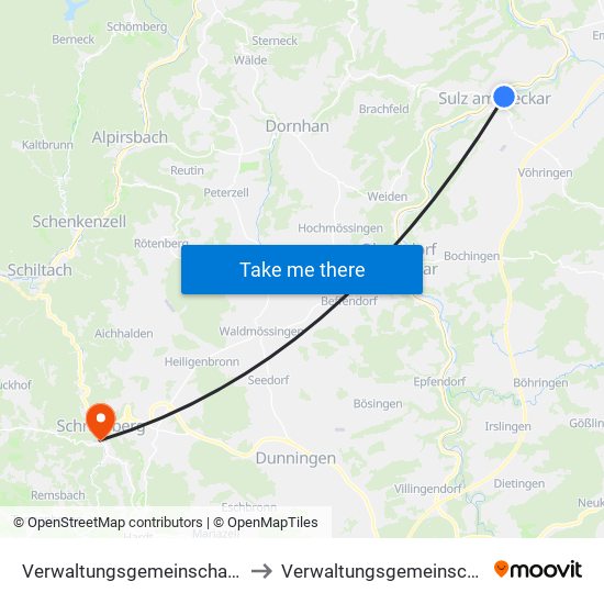 Verwaltungsgemeinschaft Sulz am Neckar to Verwaltungsgemeinschaft Schramberg map