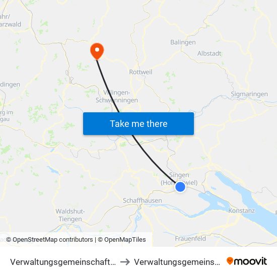 Verwaltungsgemeinschaft Singen (Hohentwiel) to Verwaltungsgemeinschaft Schramberg map