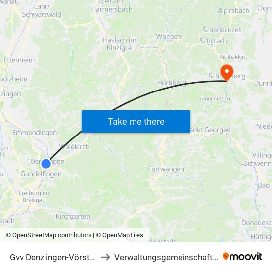Gvv Denzlingen-Vörstetten-Reute to Verwaltungsgemeinschaft Schramberg map