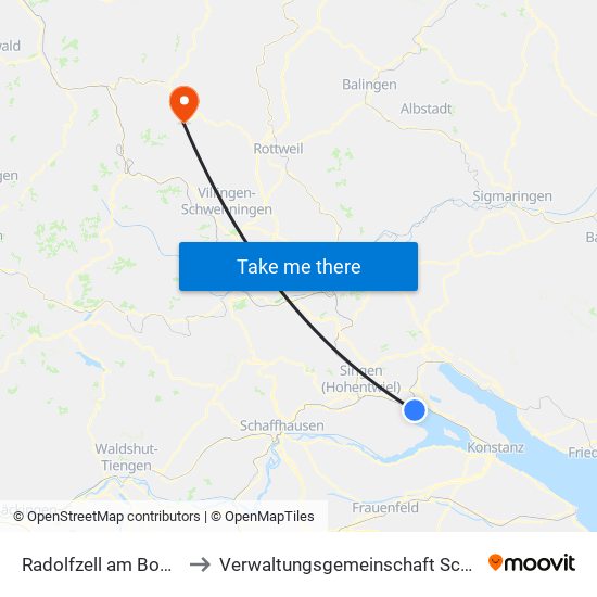 Radolfzell am Bodensee to Verwaltungsgemeinschaft Schramberg map