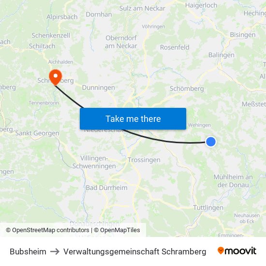 Bubsheim to Verwaltungsgemeinschaft Schramberg map