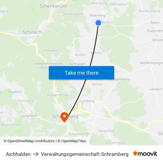 Aichhalden to Verwaltungsgemeinschaft Schramberg map