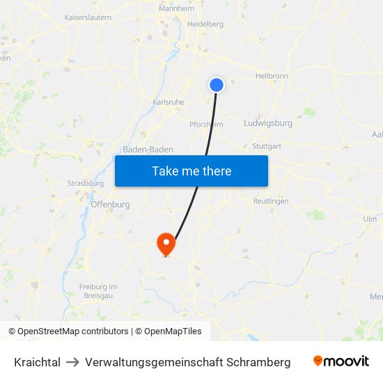 Kraichtal to Verwaltungsgemeinschaft Schramberg map