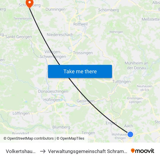 Volkertshausen to Verwaltungsgemeinschaft Schramberg map