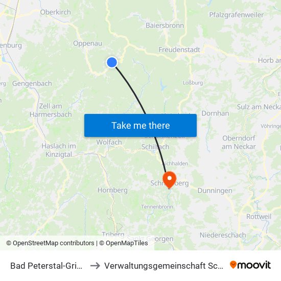 Bad Peterstal-Griesbach to Verwaltungsgemeinschaft Schramberg map