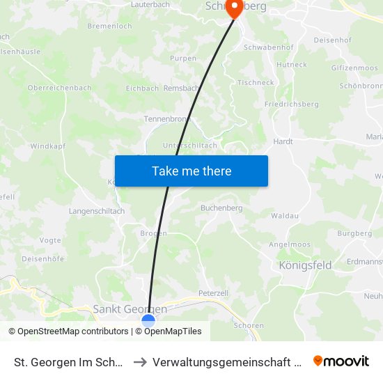 St. Georgen Im Schwarzwald to Verwaltungsgemeinschaft Schramberg map