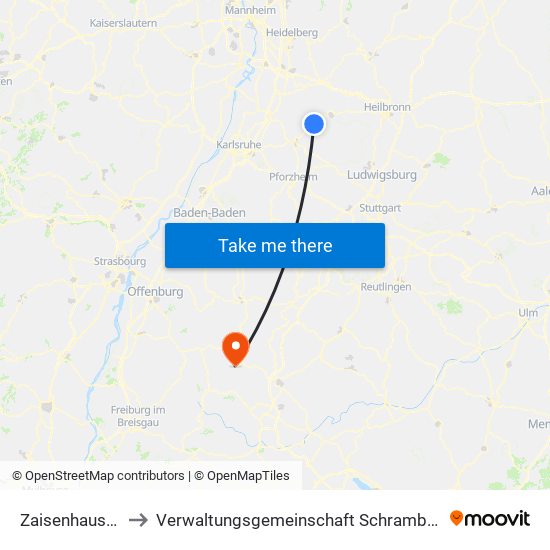 Zaisenhausen to Verwaltungsgemeinschaft Schramberg map