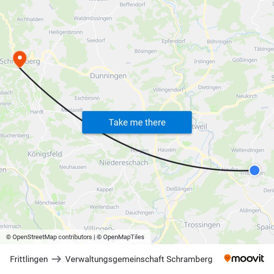 Frittlingen to Verwaltungsgemeinschaft Schramberg map