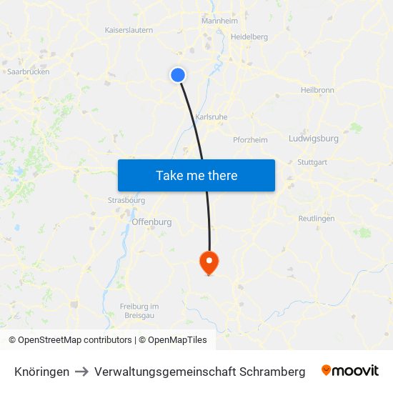 Knöringen to Verwaltungsgemeinschaft Schramberg map