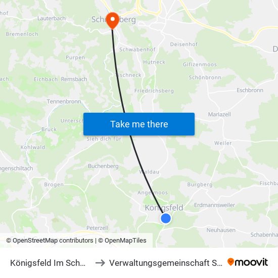 Königsfeld Im Schwarzwald to Verwaltungsgemeinschaft Schramberg map