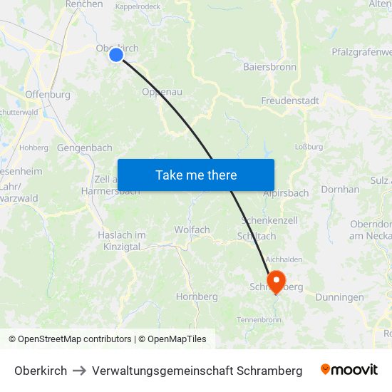 Oberkirch to Verwaltungsgemeinschaft Schramberg map