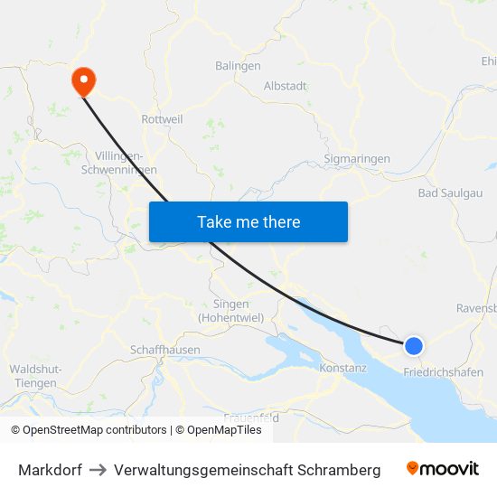 Markdorf to Verwaltungsgemeinschaft Schramberg map