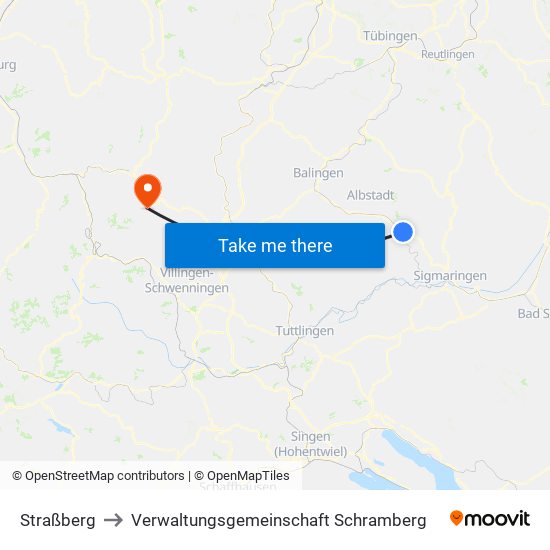 Straßberg to Verwaltungsgemeinschaft Schramberg map