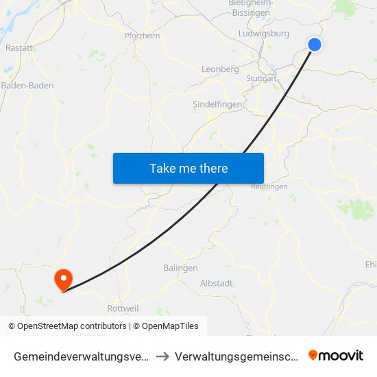 Gemeindeverwaltungsverband Winnenden to Verwaltungsgemeinschaft Schramberg map