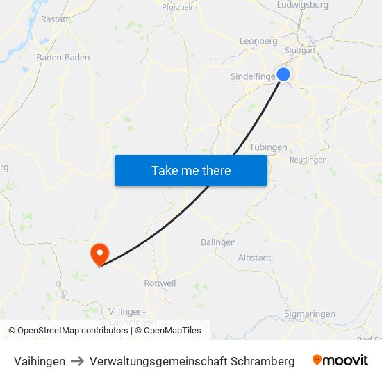 Vaihingen to Verwaltungsgemeinschaft Schramberg map