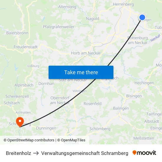 Breitenholz to Verwaltungsgemeinschaft Schramberg map