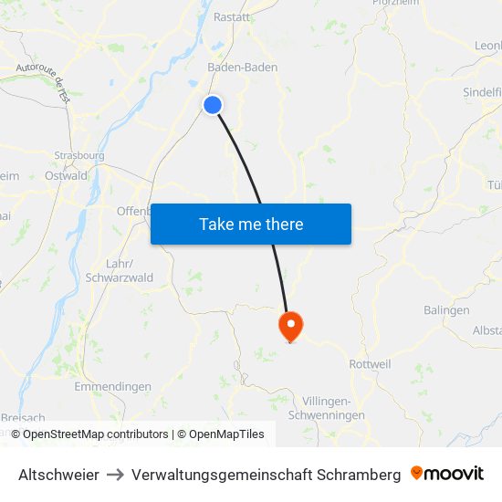 Altschweier to Verwaltungsgemeinschaft Schramberg map