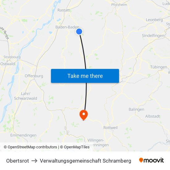 Obertsrot to Verwaltungsgemeinschaft Schramberg map