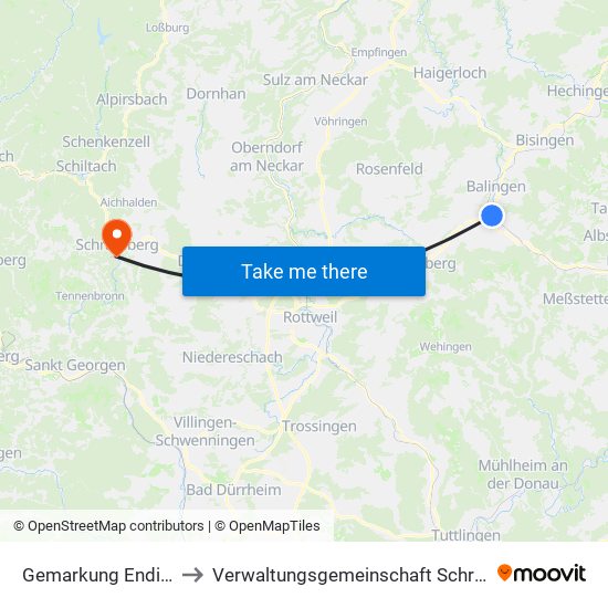 Gemarkung Endingen to Verwaltungsgemeinschaft Schramberg map