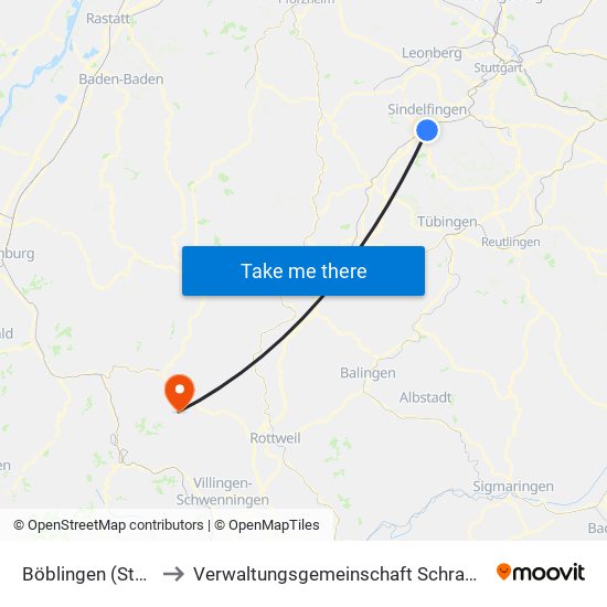 Böblingen (Stadt) to Verwaltungsgemeinschaft Schramberg map
