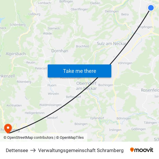 Dettensee to Verwaltungsgemeinschaft Schramberg map