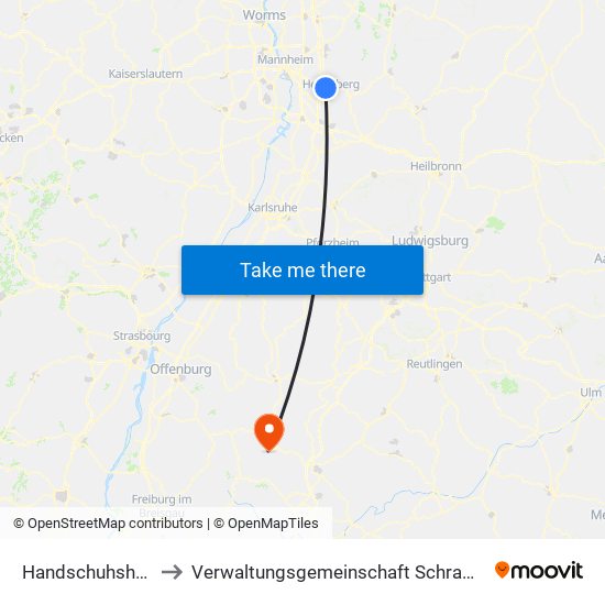 Handschuhsheim to Verwaltungsgemeinschaft Schramberg map