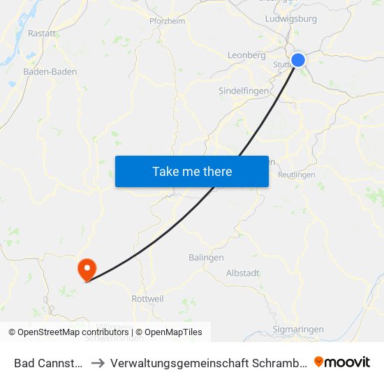 Bad Cannstatt to Verwaltungsgemeinschaft Schramberg map