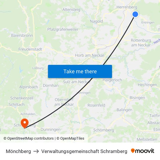 Mönchberg to Verwaltungsgemeinschaft Schramberg map