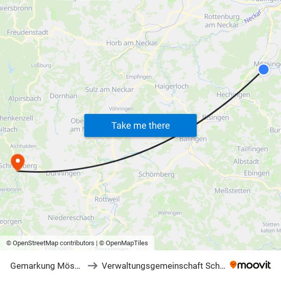 Gemarkung Mössingen to Verwaltungsgemeinschaft Schramberg map