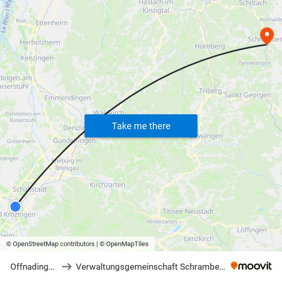 Offnadingen to Verwaltungsgemeinschaft Schramberg map