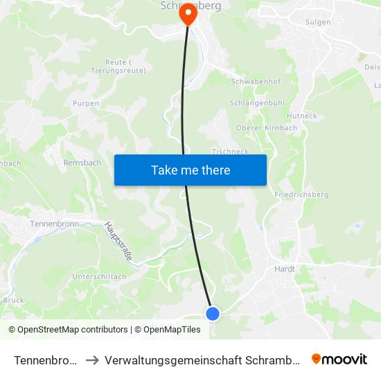 Tennenbronn to Verwaltungsgemeinschaft Schramberg map