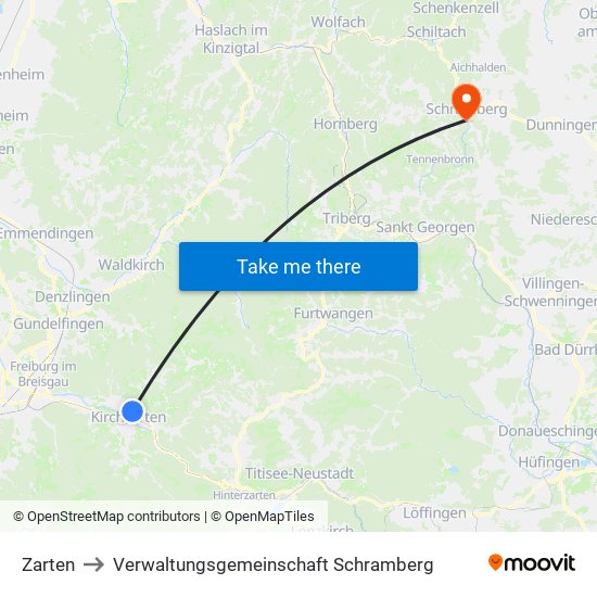 Zarten to Verwaltungsgemeinschaft Schramberg map